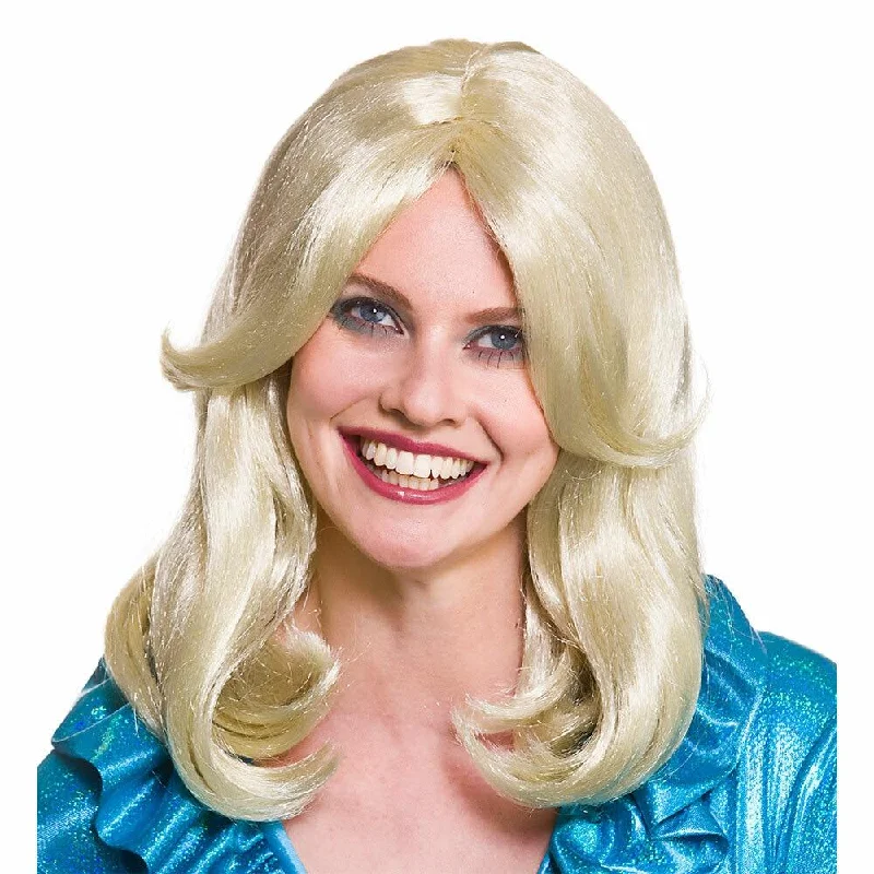 Synthetic wig for teen vibes-1970s Glamour Wig Blonde Flick Hair Fancy Dress Halloween