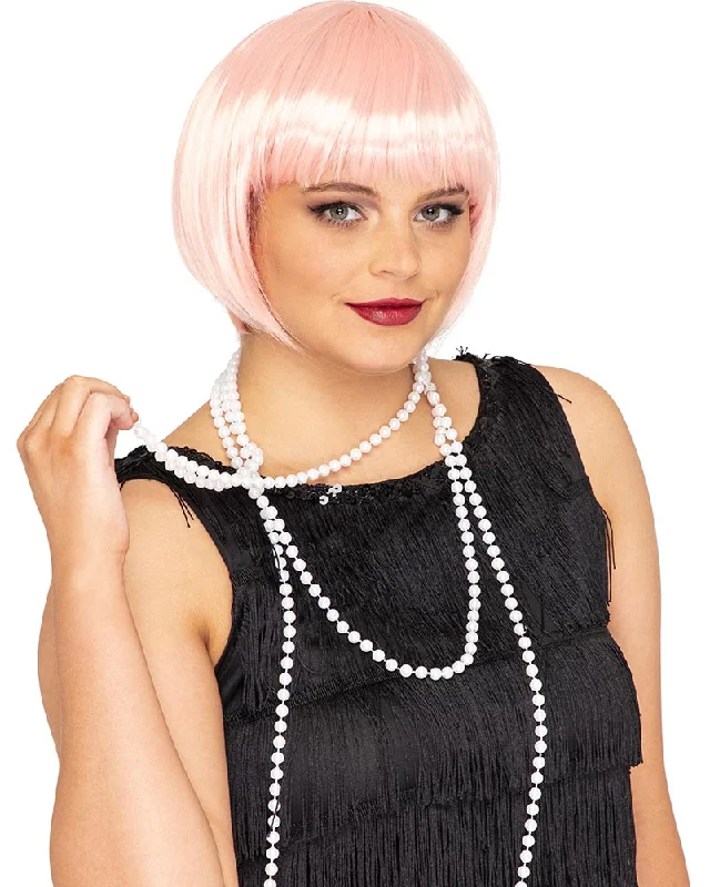 Wig for vivid flair-20s Flapper Deluxe Pastel Pink Bob Wig