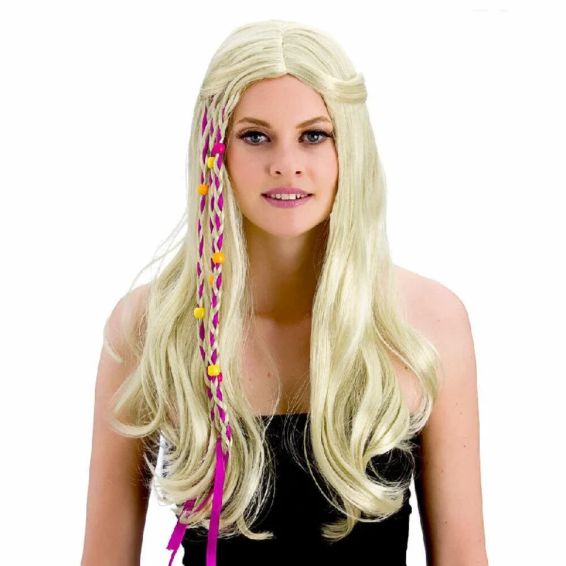 Wig for gentle flair-60s Hippy Long Blonde Wig Hippie Fancy Dress Accessory