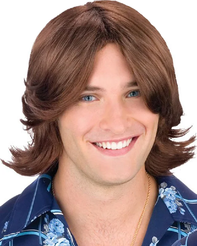 Synthetic wig for party vibes-70s Ladies Man Short Brown Wig