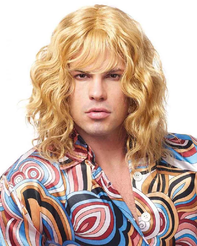 Wig for sleek flair-70s Model Dude Long Blonde Wig