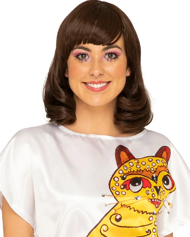 Wig for vivid flair-70s The Frida Deluxe Brown Bob Wig