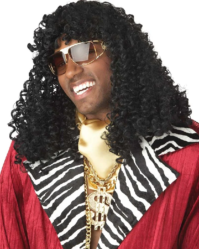 Medium length wig with tight flair-90s Supa Freakin Curly Long Black Wig