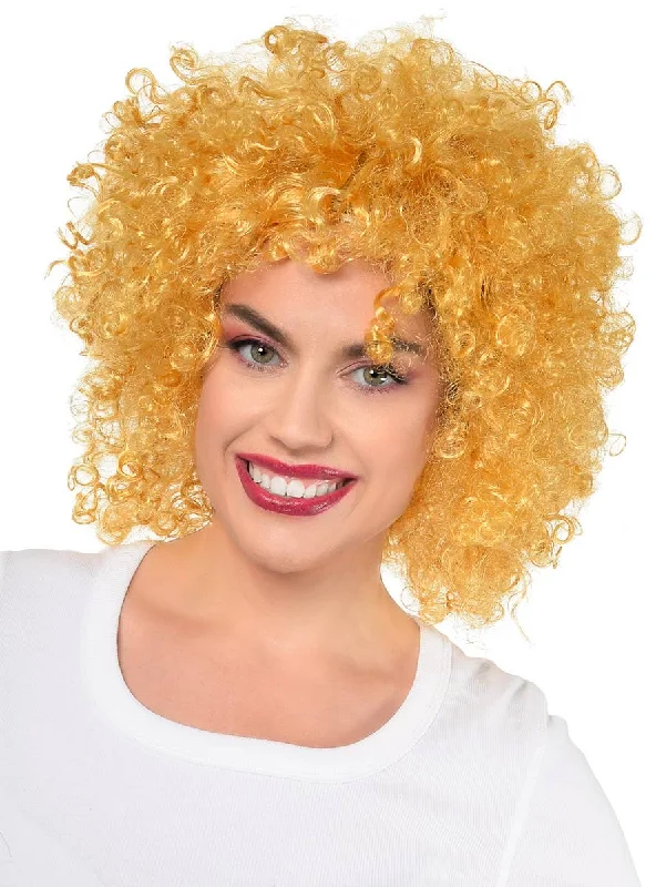 Wig for playful flair-Golden Blonde Adults Large Curly Afro Costume Wig