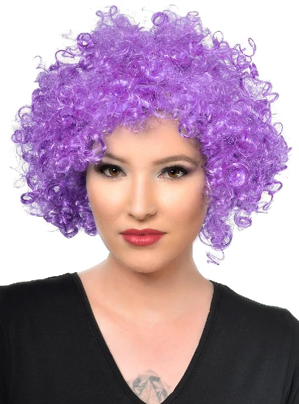 Wig for plush flair-Large Curly Purple Afro Adults Costume Wig