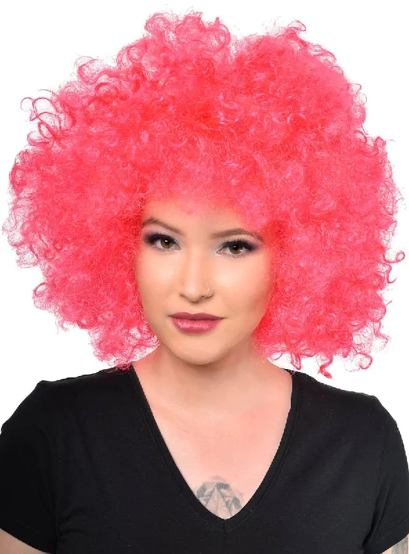 Wig for tidy flair-Hot Raspberry Pink Adults Large Afro Costume Wig