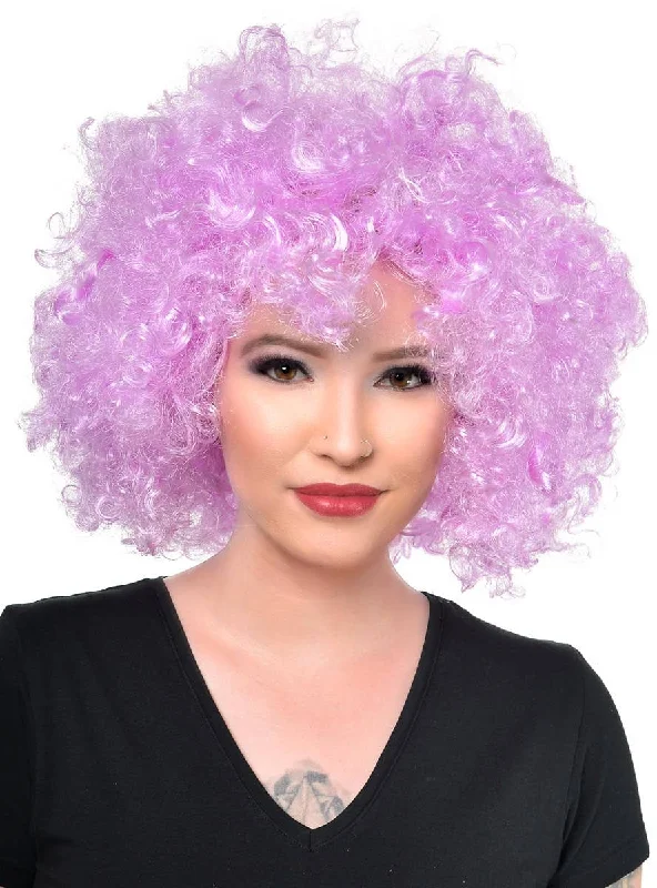 Short black wig with vivid flair-Lavender Purple Adults Large Afro Costume Wig