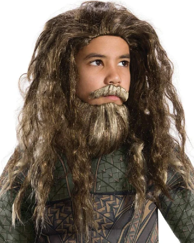 Wig for funky flair-Aquaman Kids Beard and Wig Set