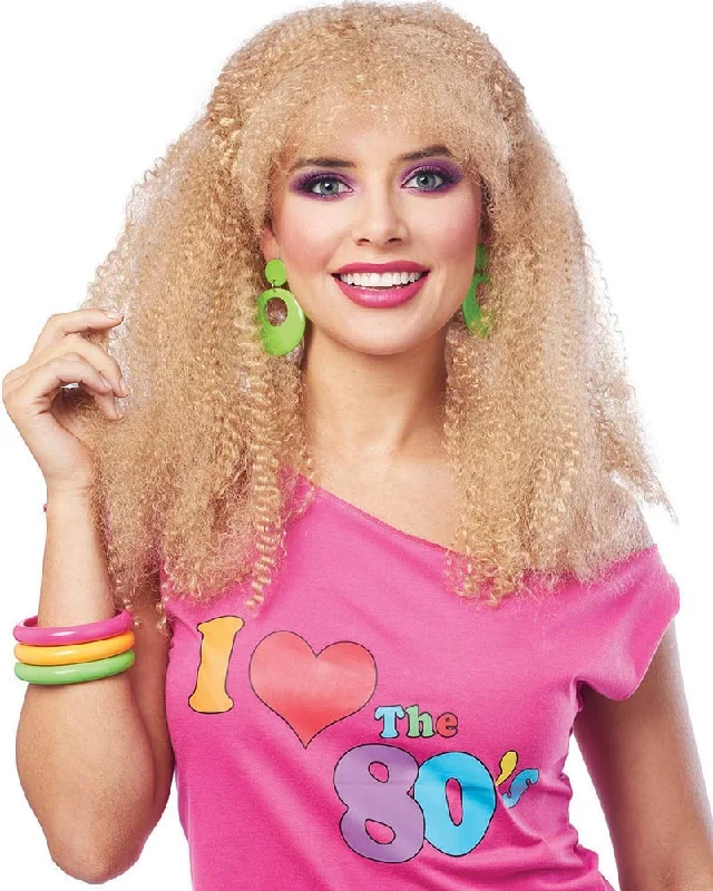 Wig for bold flair-Blonde 80s Crimped Wig