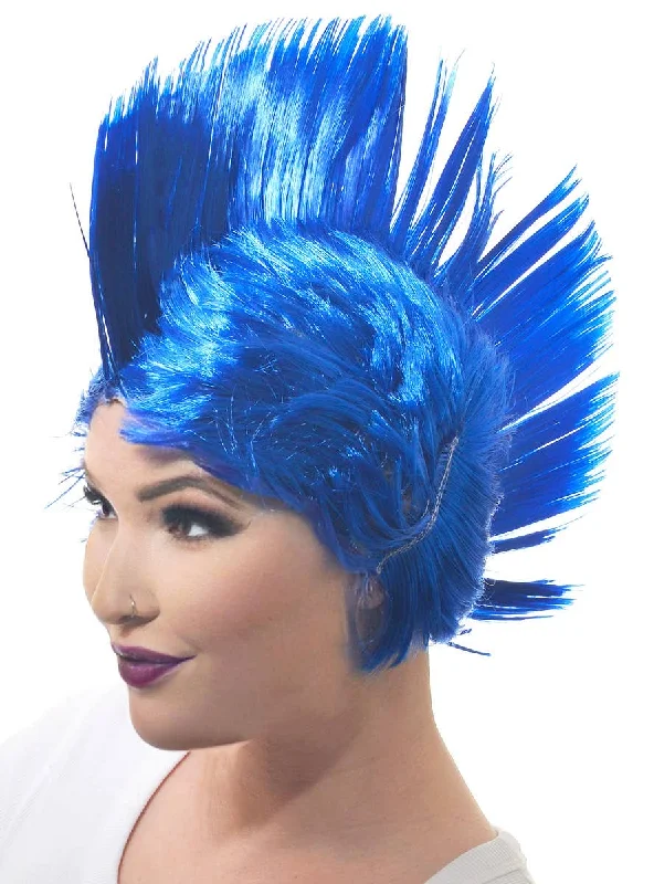 Curly wig for warm flair-Jumbo Blue Adults Punk Mohawk Costume Wig