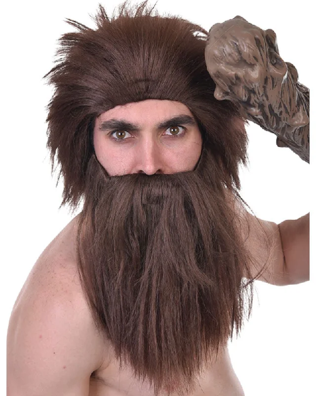 Wig for bold flair-Caveman Brown Wig and Beard