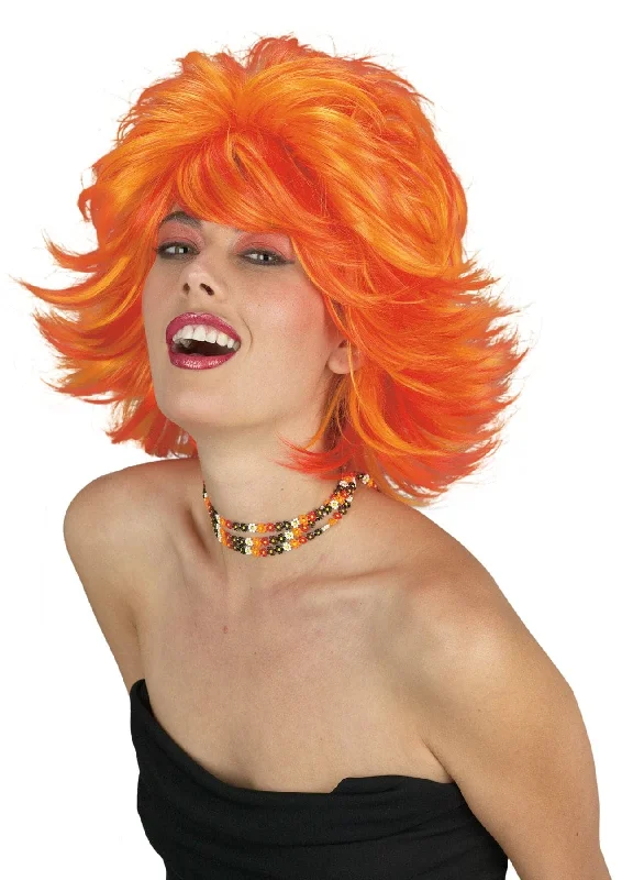 Long red wig with tight flair-"Choppy Layered Wig - Red/Yellow" Halloween Wigs