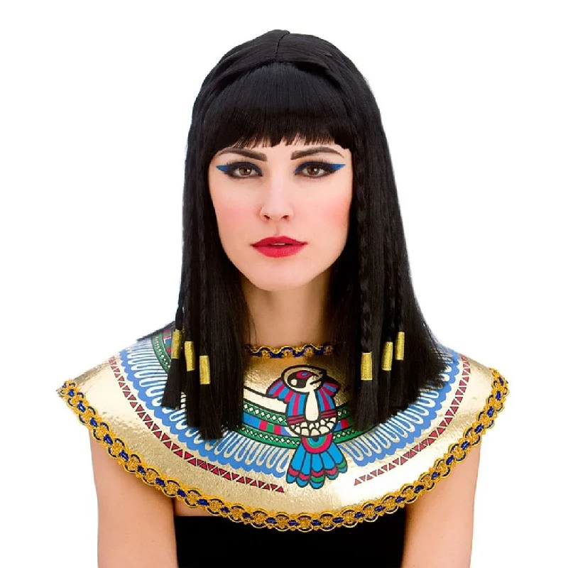 Short gray wig with bold shine-Cleopatra Wig Long Black Straight Hair Egypt Fancy Dress