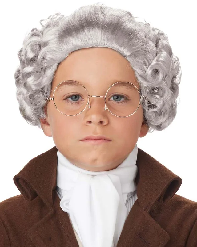 Wig for gentle flair-Colonial Man Boys Grey Wig