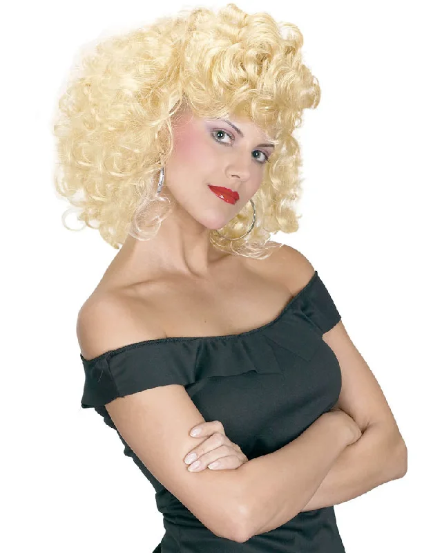 Curly wig for warm vibes-Cool 50s Girl Curly Blonde Wig