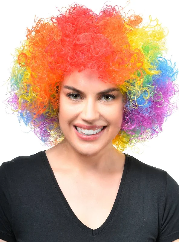 Lace wig for dry flair-Jumbo Rainbow Adults Curly Afro Costume Wig