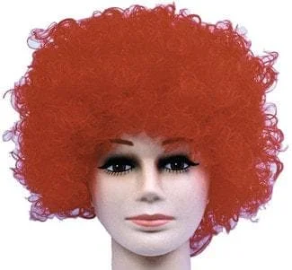 Medium length wig with tight flair-"Curly Clown - Red Afro" Halloween Wig