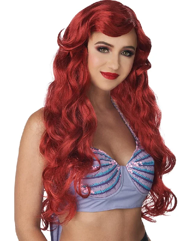 Synthetic wig for teen flair-Fairytale Mermaid Long Red Wig