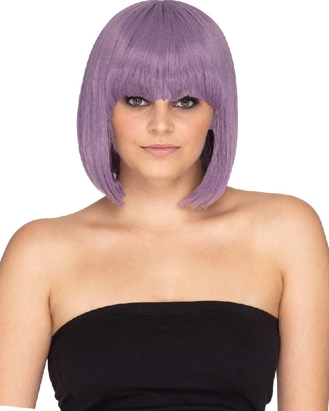 Long red wig with vivid flair-Fashion Deluxe Ashes of Violets Purple Bob Wig