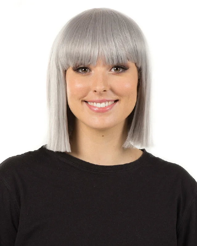 Wig for plush flair-Fashion Deluxe Grey Bob Wig