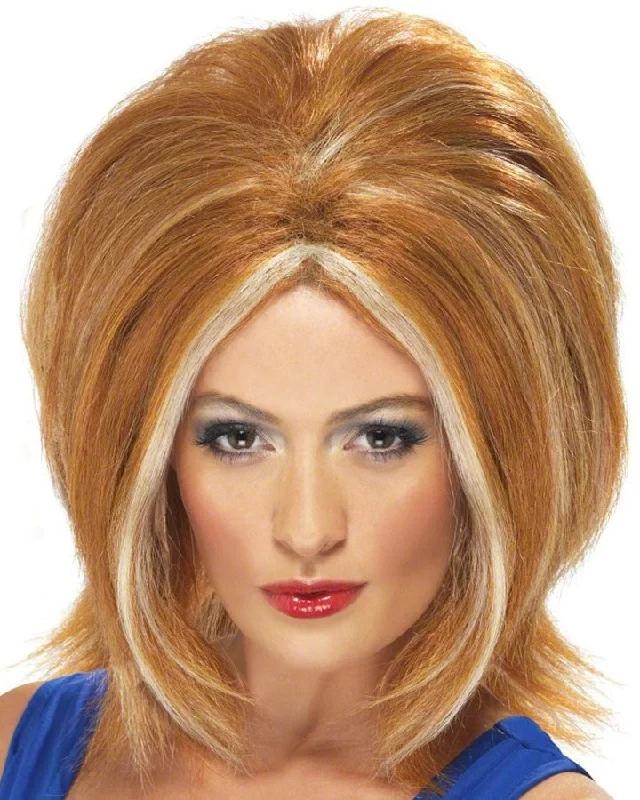 Short gray wig with bold texture-Ginger Spice Orange Wig