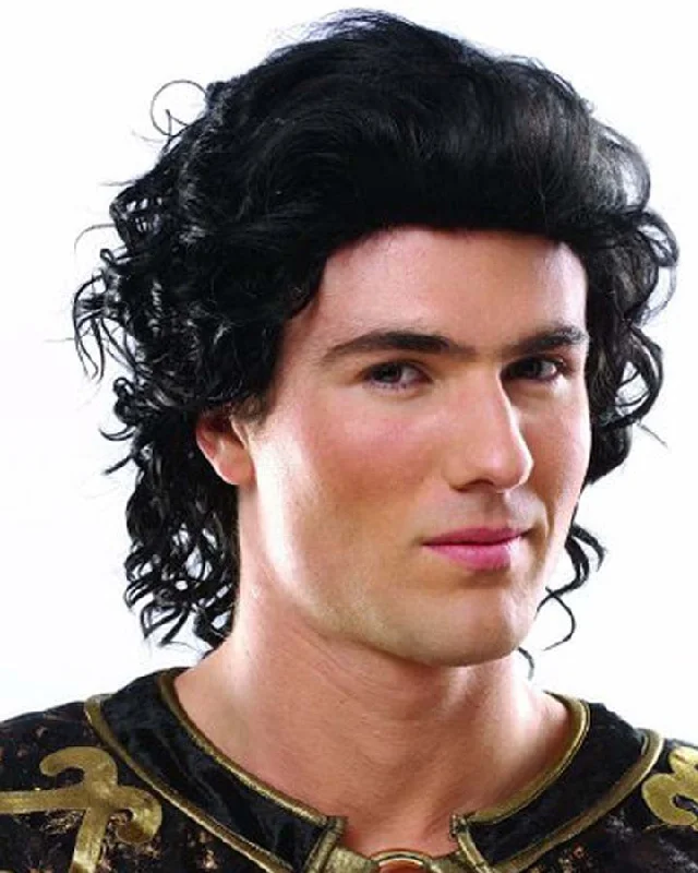 Wig for bold flair-Historical Hunk Short Black Wig