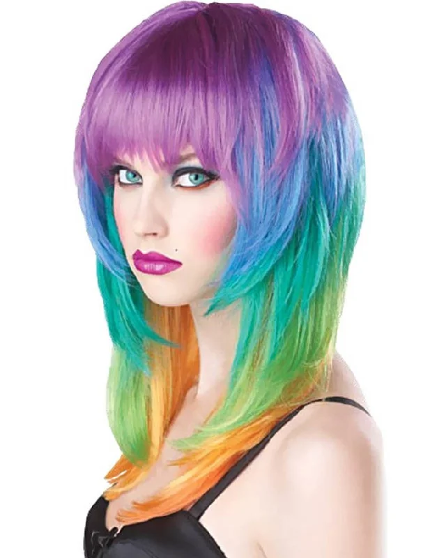 Wig for vivid flair-Kaleidoscope Rainbow Multicoloured Wig