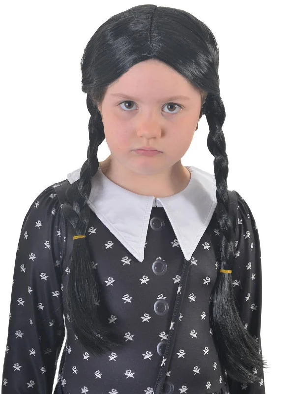 Wig for playful flair-Plaited Wednesday Addams Girls Halloween Costume Wig