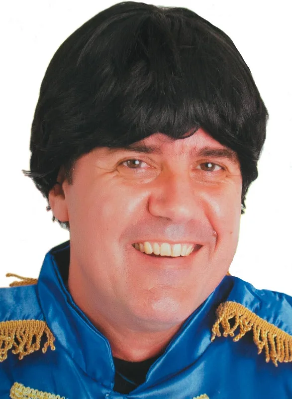 Wig for plush flair-Short Black 60s Rocker Mens Beatles Costume Wig