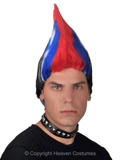 Wig for bold flair-Punk Mohawk Mens Multicoloured Costume Wig