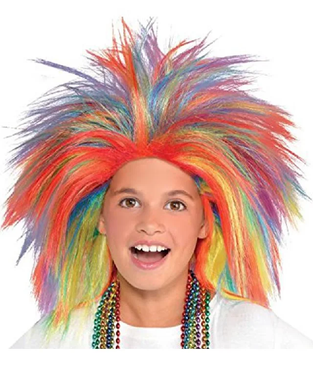 Blonde curly wig with bold flair-Rainbow Crazy Wig