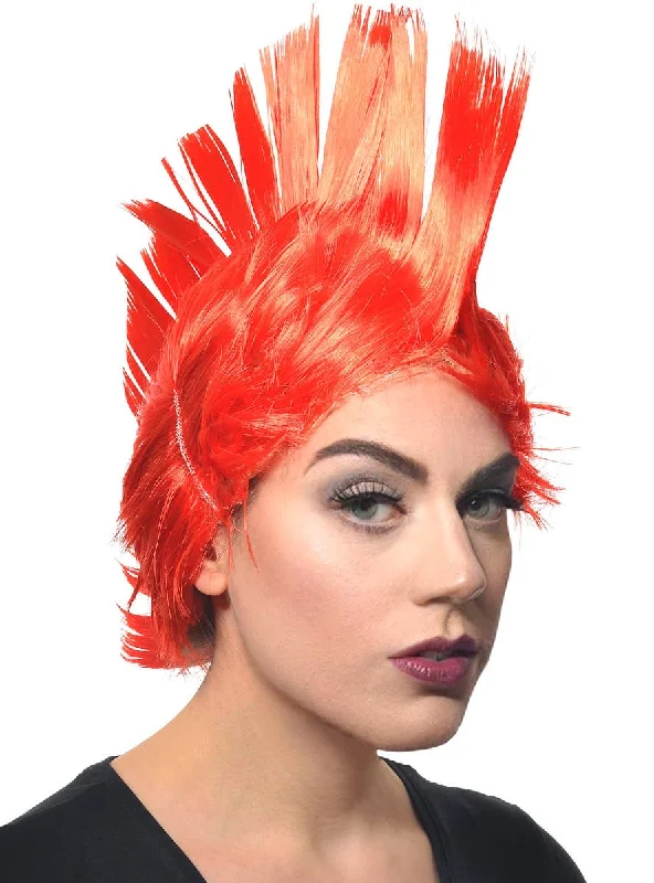 Wig for vivid flair-Jumbo Red Adults Punk Mohawk Costume Wig