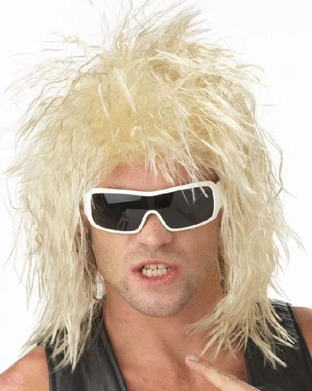 Wig for neat flair-80s Rockin Dude Blonde Wig