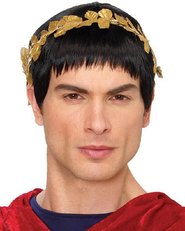 Curly wig for young flair-Roman Caesar Short Black Wig