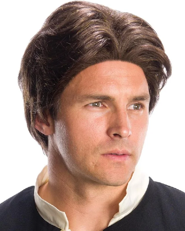 Long blonde wig with bold flair-Star Wars Han Solo Short Brown Wig