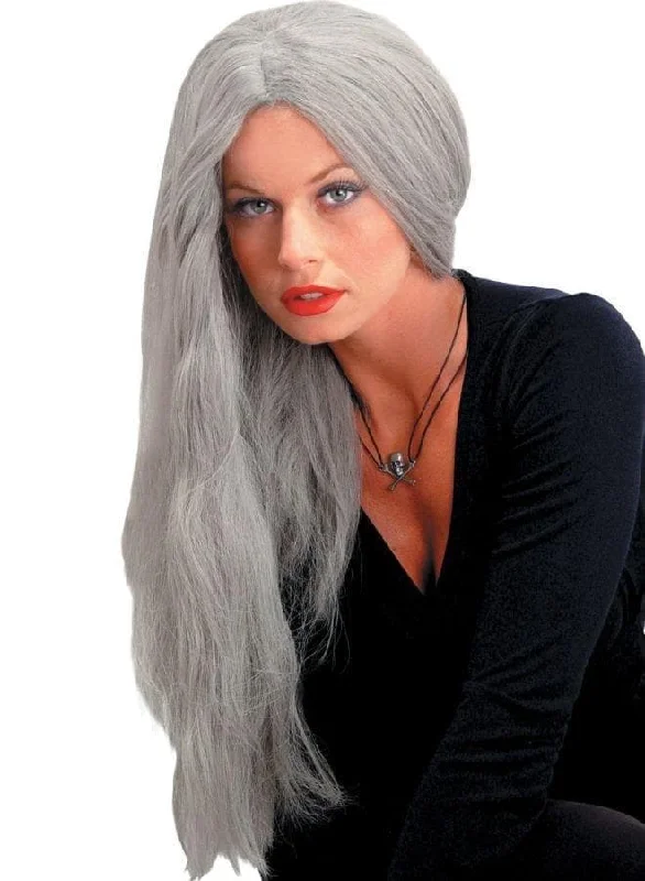 Lace wig for mild flair-"Straight Grey Witch" Halloween Wig - 24"