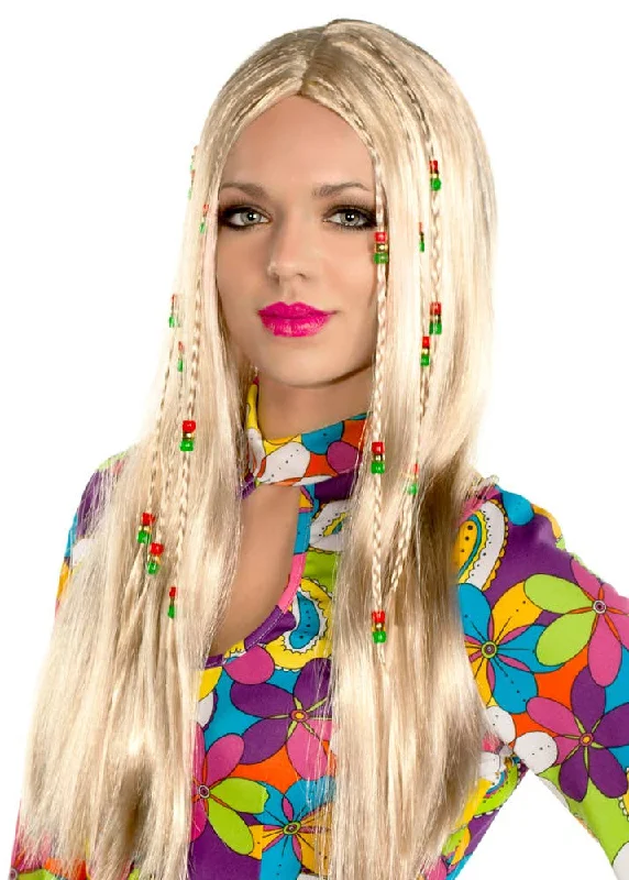 Wig for playful flair-Wild Child Womens Blonde Hippie Wig