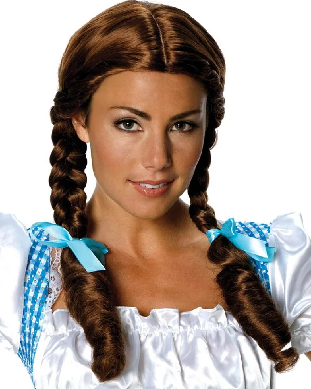 Long blonde wig with tight flair-Wizard of Oz Dorothy Brown Plaited Wig