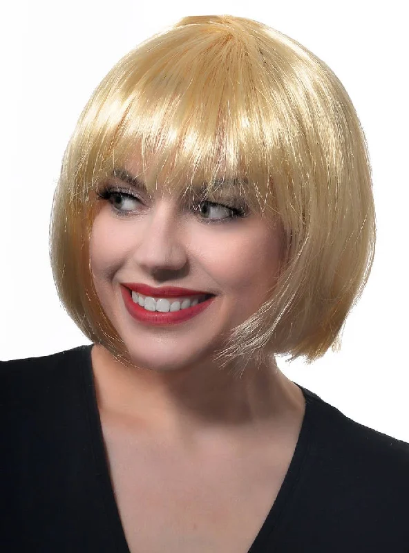 Wig for vivid flair-Short Womens Blonde Bob Costume Wig with Fringe