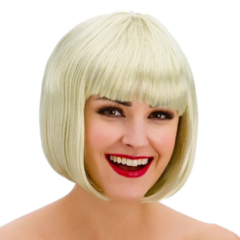 Synthetic wig for cool flair-Womens Diva Short Blonde Wig With Fringe Halloween Accessory