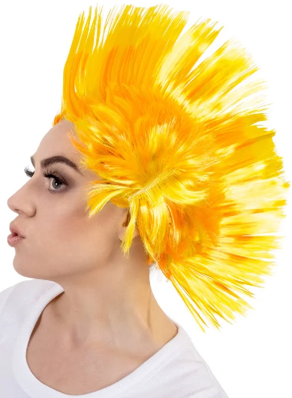 Curly wig for party vibe-Jumbo Yellow Mohawk Unisex Adults Costume Wig