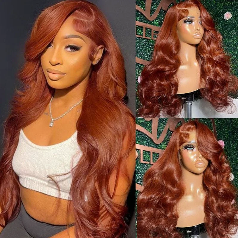 real person hair ring valley band-13X4 13X6 HD LACE FRONTAL WIG BODY WAVE BROWN BURMESE HUMAN HAIR