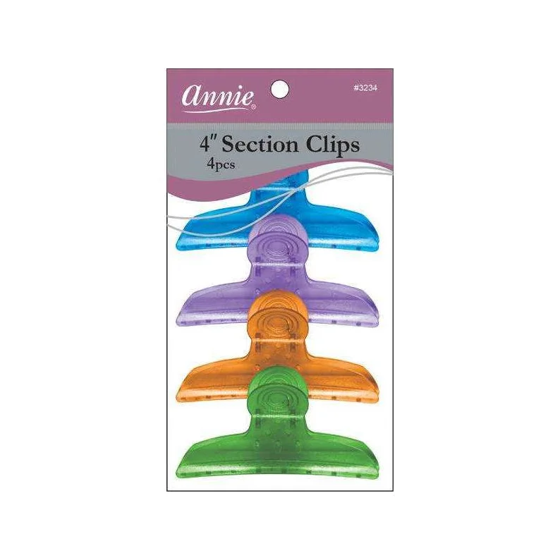 ANNIE Round Handle Section Clip 4ct [TRANSPARENT ASSORTED COLOR] #03234