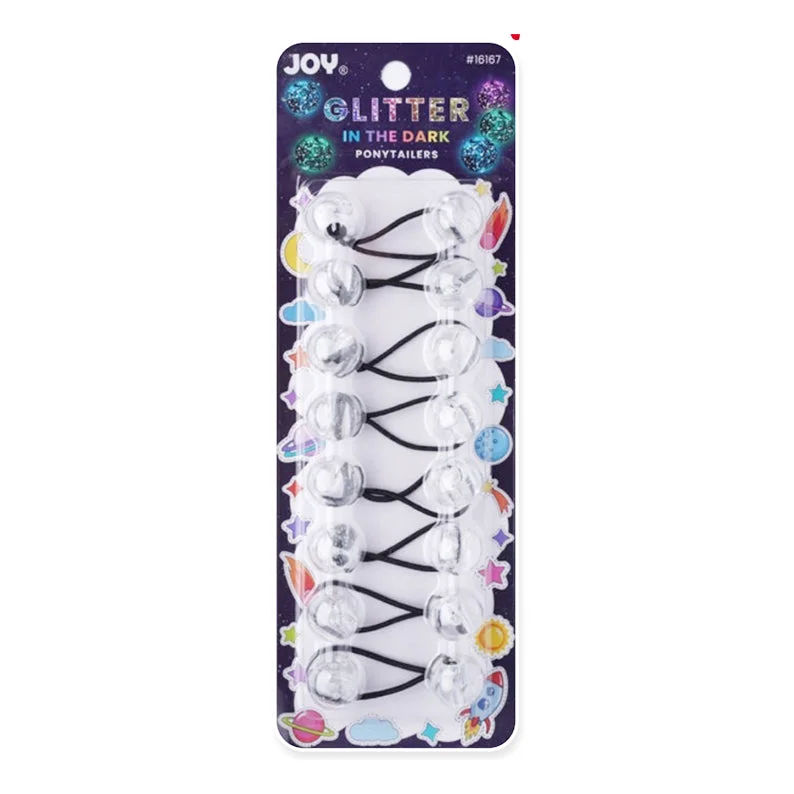 ANNIE Joy Twin Beads Ponytailers Glitter 20mm 8ct [CLEAR] #16167