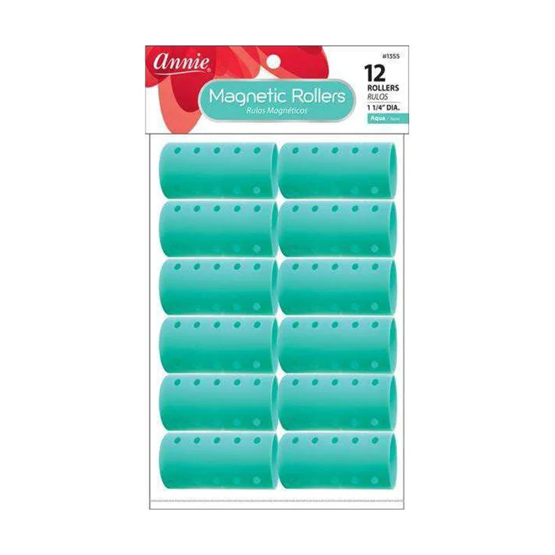 ANNIE Magnetic Roller 1 1/4" Dia 12ct [AQUA] #01355