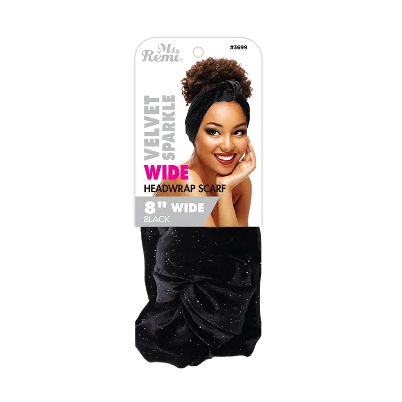 ANNIE Ms. Remi Wide Silky Headwrap Scarf Velvet Sparkle [BLACK] #03699