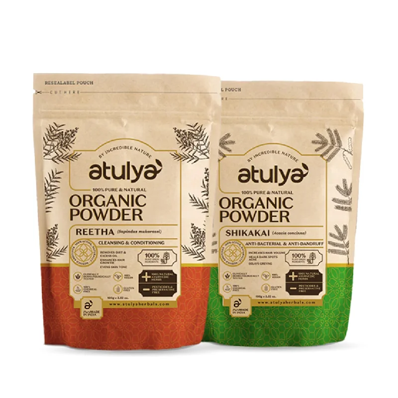 atulya 100% Pure & Natural Organic Powder Reetha, Shikakai Powder (Pack of 2) (Buy 5 Products & Get Rs.500 Off)