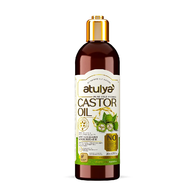 atulya Pure Cold Pressed Castor Oil - Hexane, Mineral Oil, Silicone & Synthetic Fragrance-Free (100% Natural) (3 Products at Rs.399)