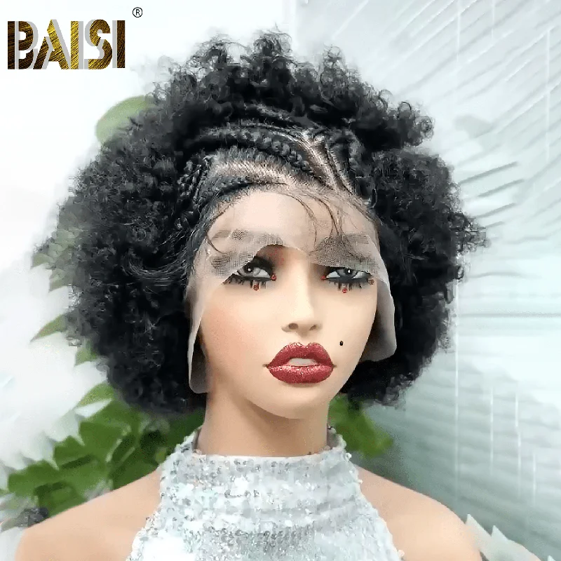 Synthetic wigs with wild bounce-BAISI Synthetic Afro Braids Hair Wig