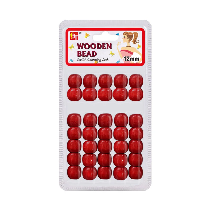 BEAUTY TOWN Wooden Beads [RED] #07546